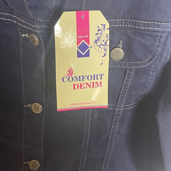Comfort Denim Kids XL Blue Jean Jacket Youth Size 16 NWT Plaid Patch Detail - Picture 2 of 6